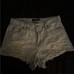 Aeropostale Frayed Light Blue Jean Shorts